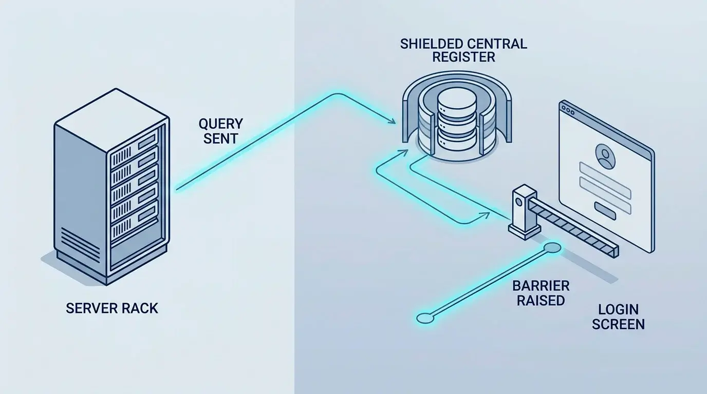 Diagram of an operator server checking player details against a central self-exclusion database